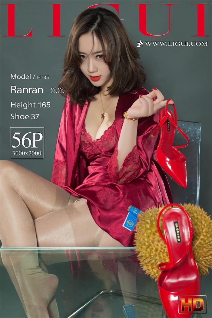 [Ligui丽柜] 2018.09.22 酒红睡衣配榴莲Model 然然 [56+1P/30MB]插图2