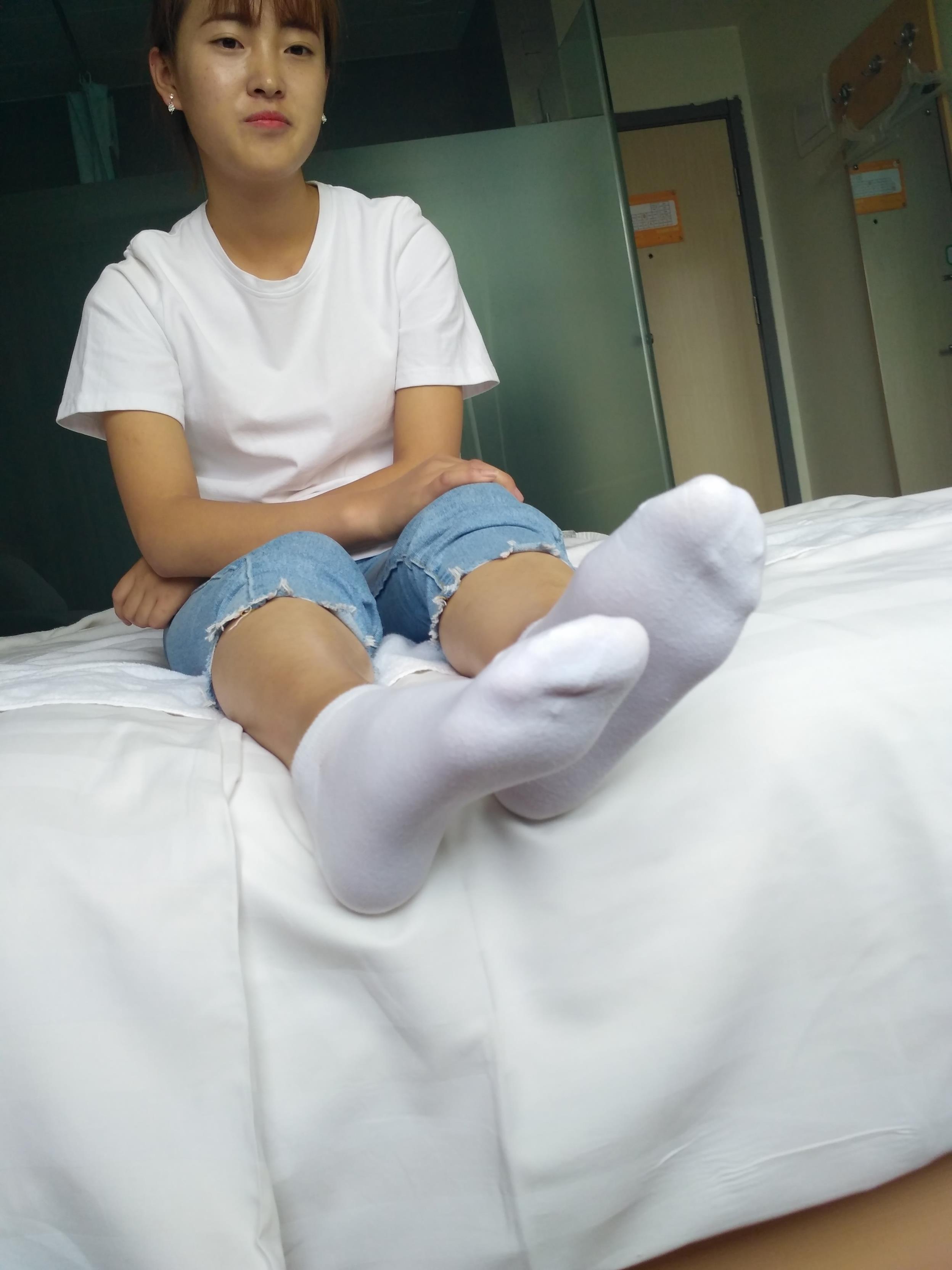 白棉袜 白色帆布 玉足 [220P/1V/980M]插图8