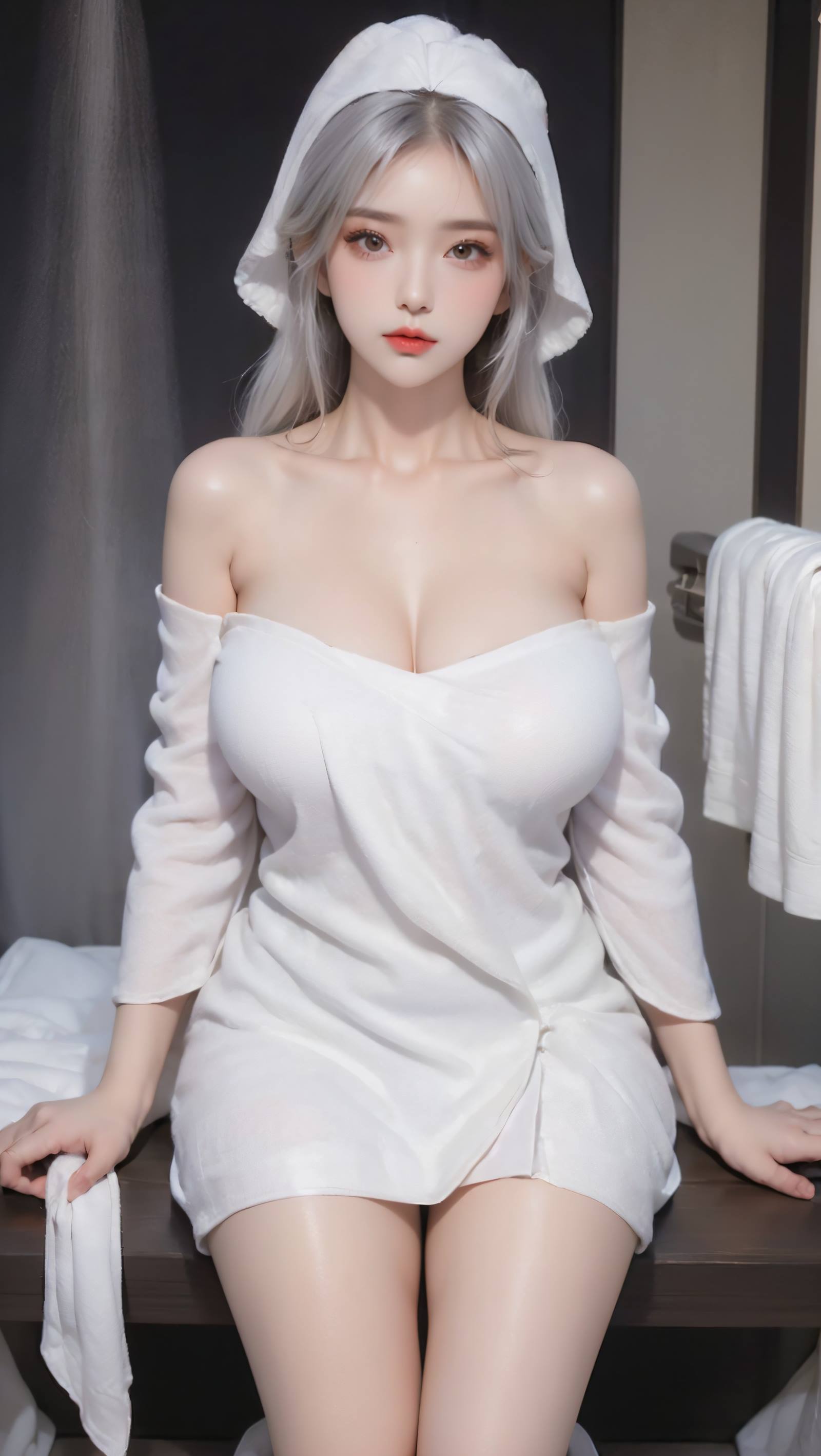 AI绘画 096 浴室少女 浴巾裹胸[49P/136MB]插图3