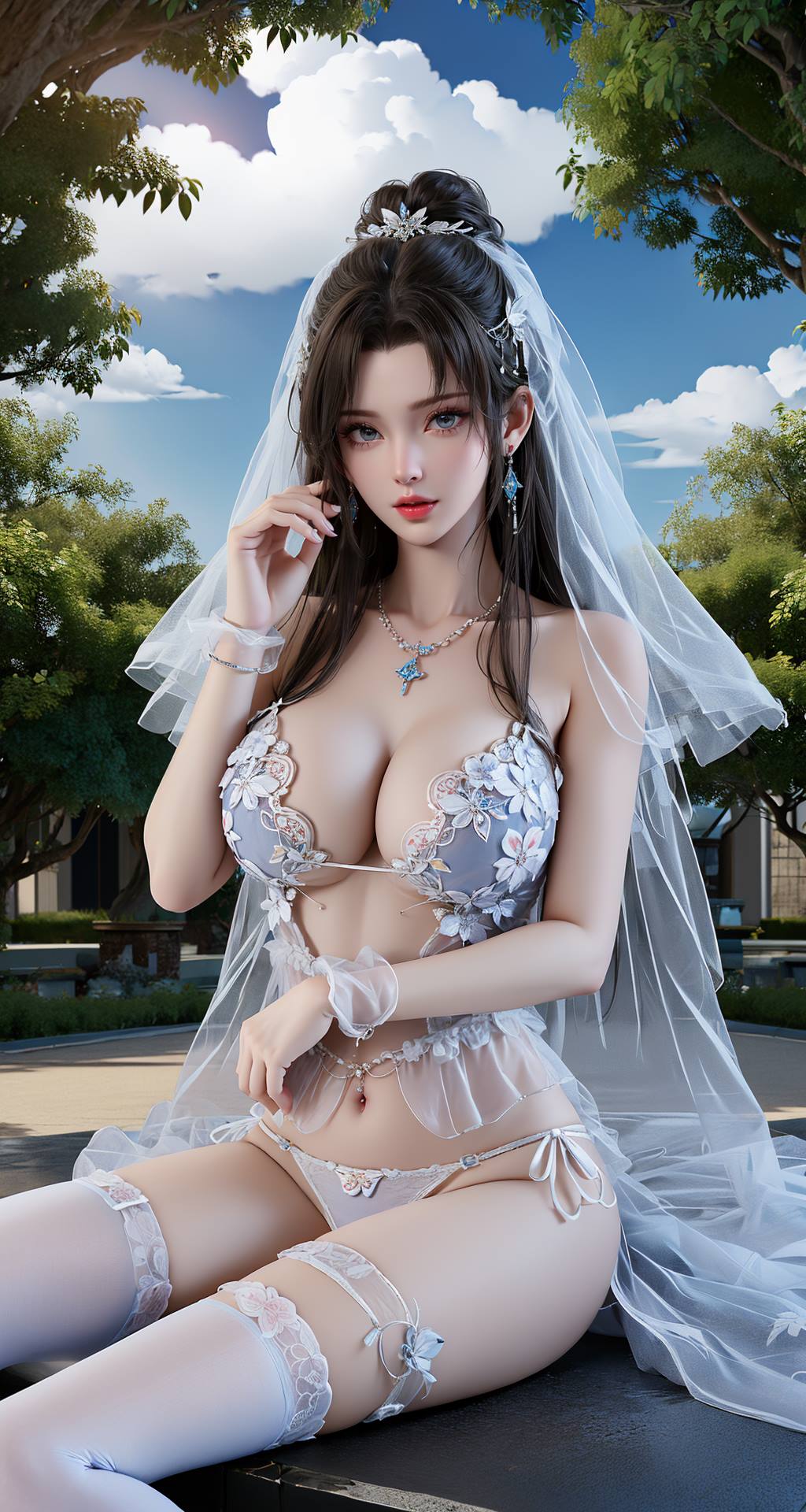 AI绘画 115 完美世界-清漪 户外内一婚纱[57P/153MB]插图2