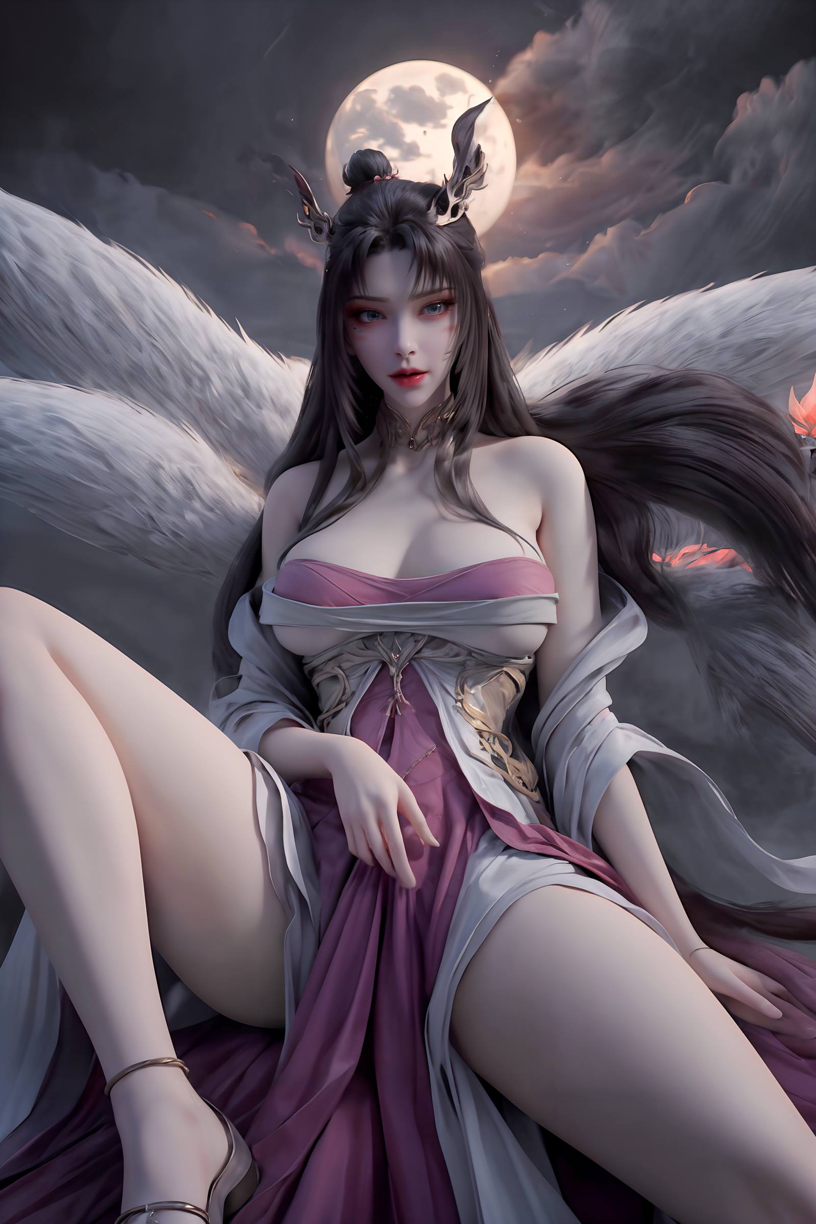 AI绘画 163 完美世界-天狐仙子 逼真狐尾[33P/110MB]插图