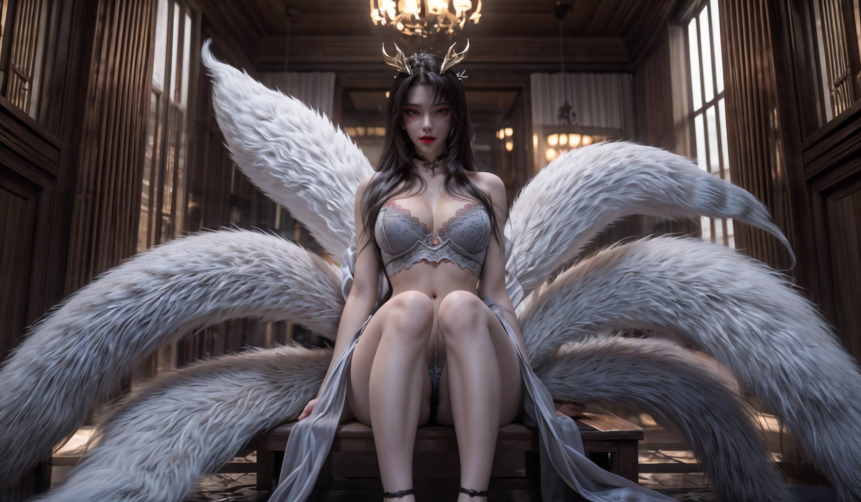 AI绘画 163 完美世界-天狐仙子 逼真狐尾[33P/110MB]插图1