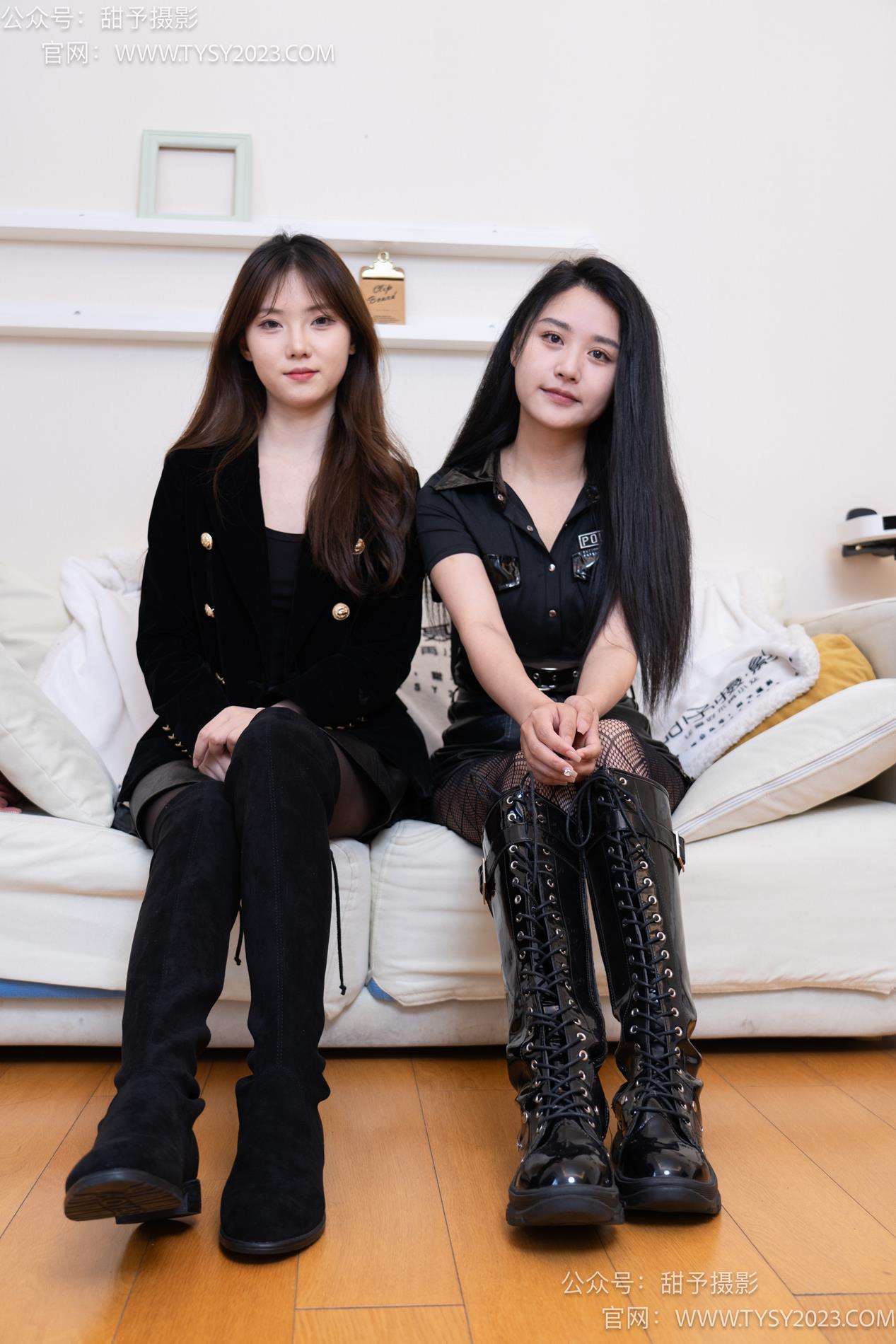 甜予摄影-071期：璇璇澜澜-长靴、黑丝（脚尖微加固款）、渔往袜、裸足、互相撕破丝袜[172P/2V/11G]插图