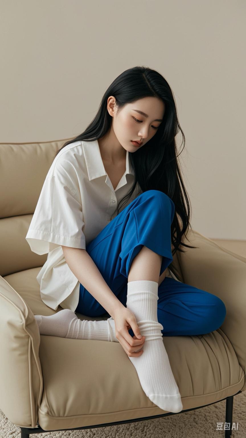 甜予摄影非官方AI版 NO.102 澜澜-板鞋、白棉袜、肉丝（脚尖加固款）[125P/18.53MB]插图1