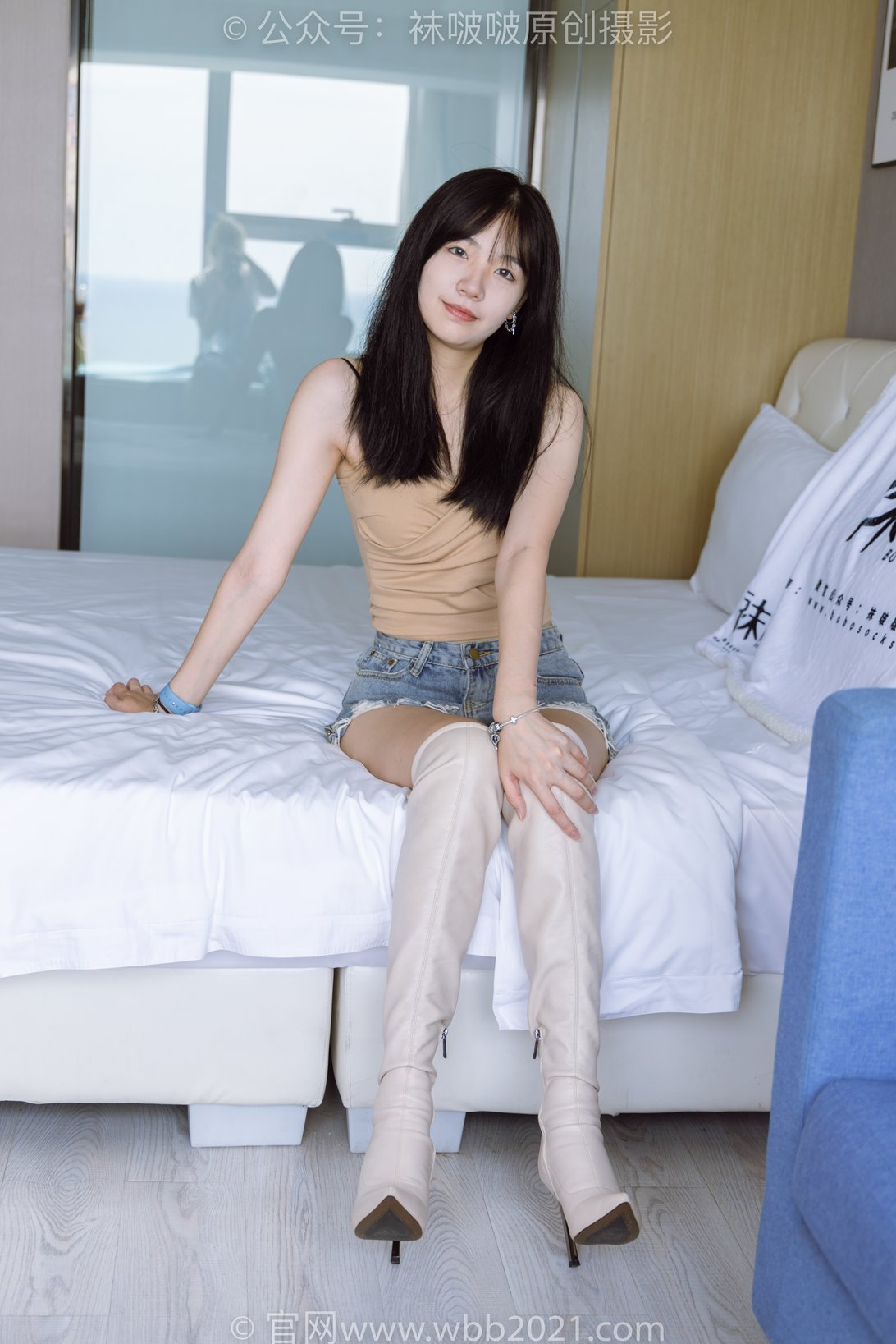 袜啵啵441期：小甜豆-高跟长靴、白棉袜、裸足【179P1V6.56G】插图8