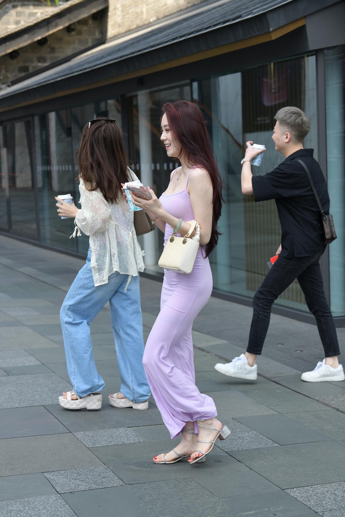 精选街拍作品 NO.4991 优雅粉色修身长裙[84P/215MB]插图1