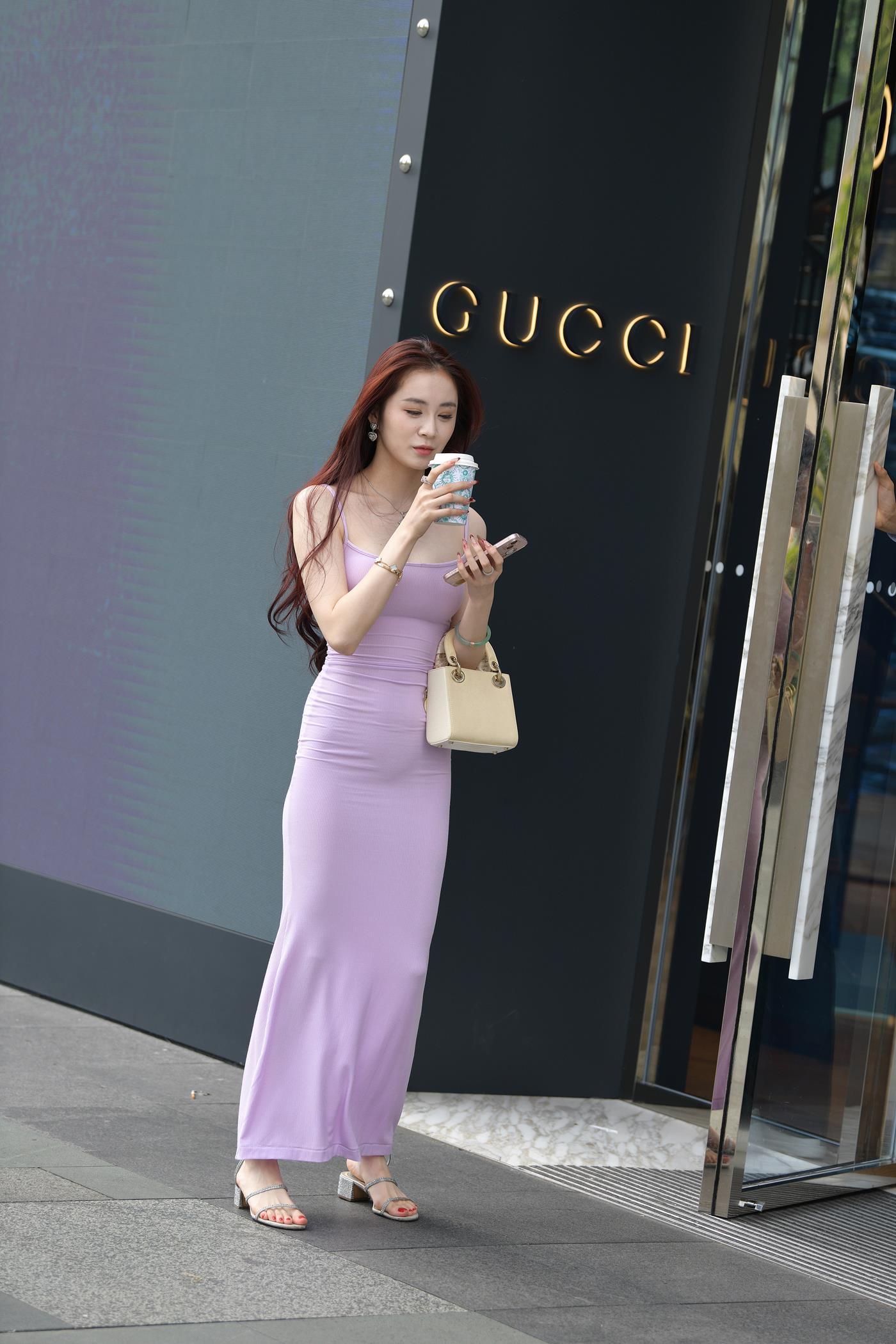 精选街拍作品 NO.4991 优雅粉色修身长裙[84P/215MB]插图2