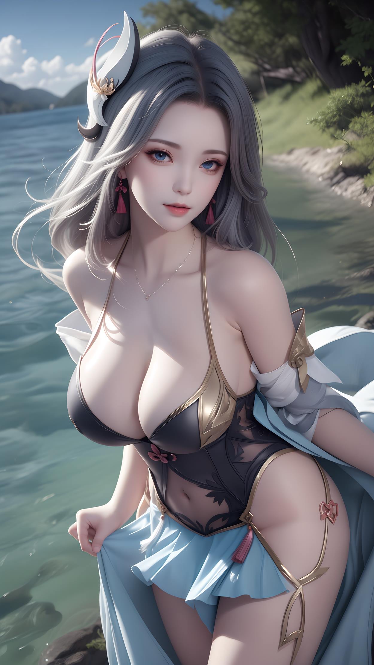 AI绘画 598 原神申鹤 姓感原服和泳衣[130P/467MB]插图3