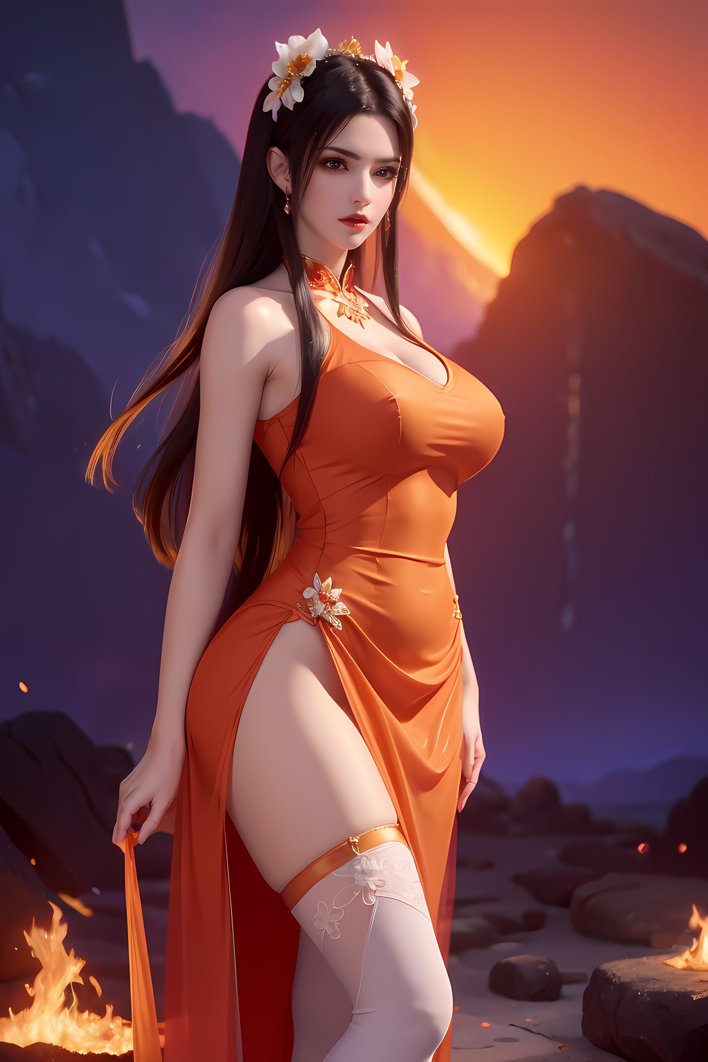 AI绘画 580 美杜莎 橙色旗袍[49P/348MB]插图