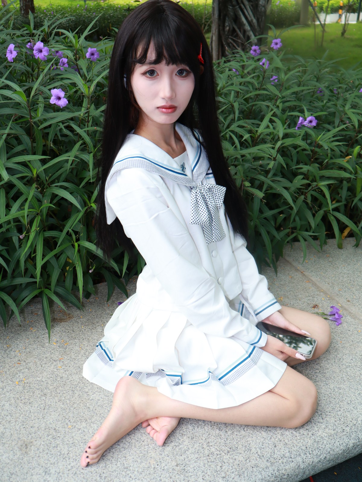 JK长发小妹 白丝/裸足 某个人摄影师原创约拍 [271P/18V/6.1G]插图1