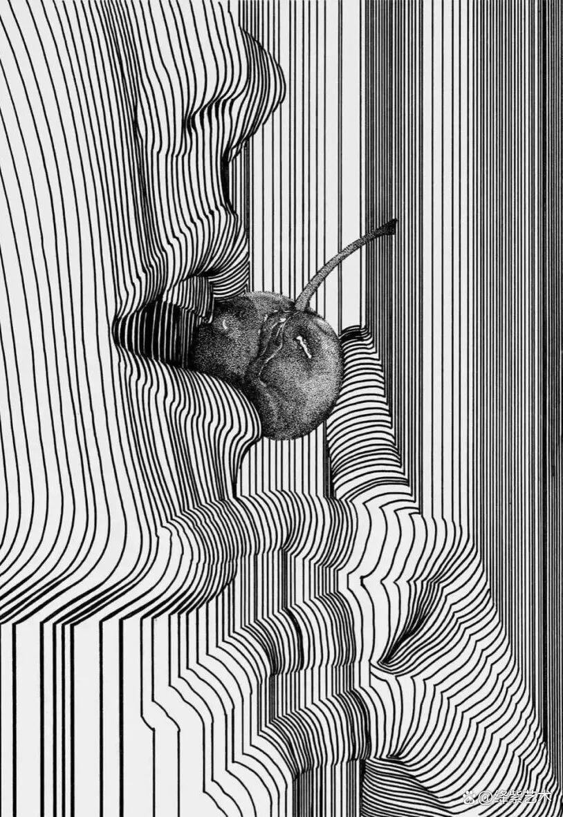 这位“条形码”画家，用粗细不一的线，勾勒姓感的女性躯体插图8
