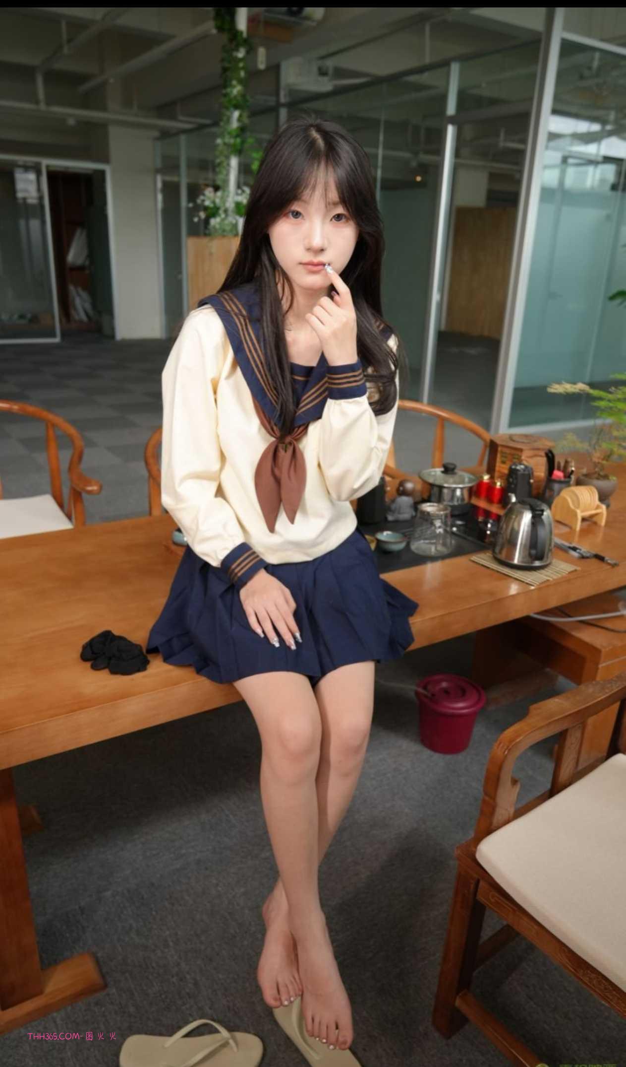 青柠印画-110阿慌 黑丝JK喝茶[124P/2V/3.73G]插图3