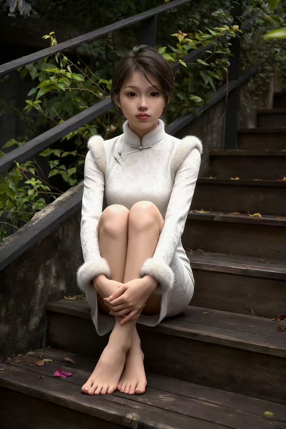 AI足愉心摄影93期：模特萌黄（搭配：白色连衣裙、板鞋、白色棉袜、裸足）[110+88P/2V/12.80GB]插图1