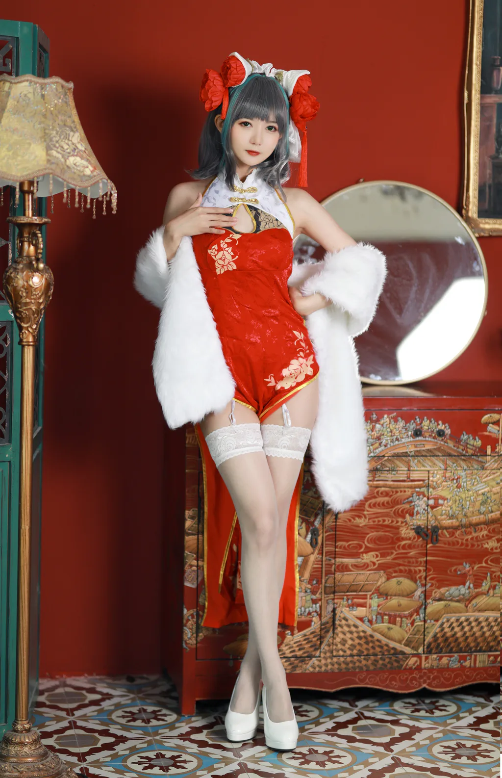 51酱 – 碧蓝航线 柴郡 新春旗袍[12P/54MB]插图2