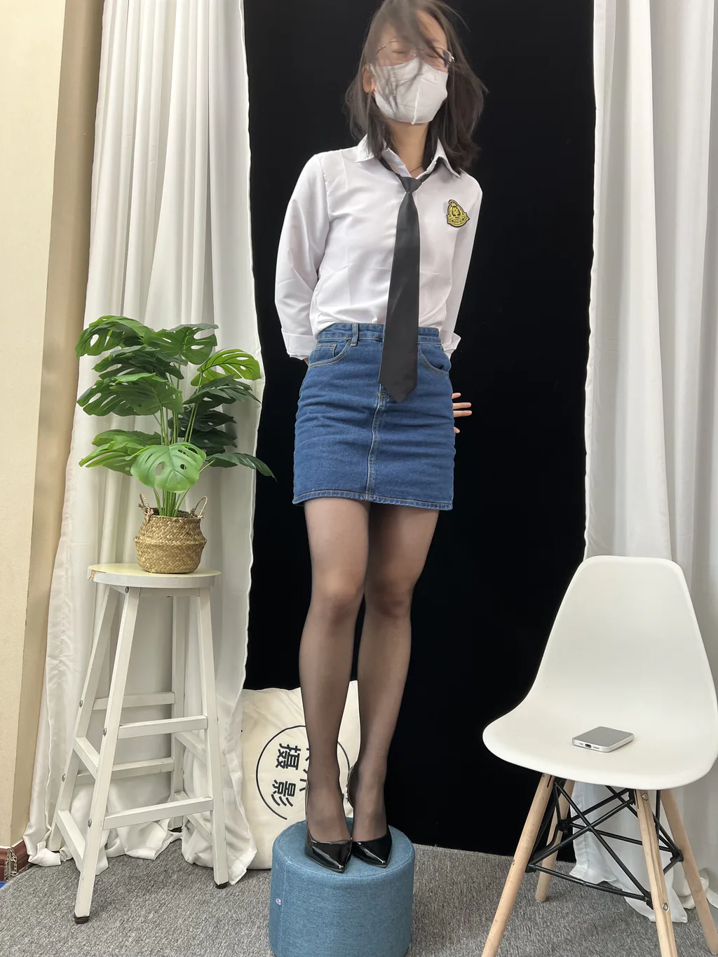 三禾摄影 NO.048 牛仔裙 黑丝 高跟[232P/1V/2.74GB]插图3