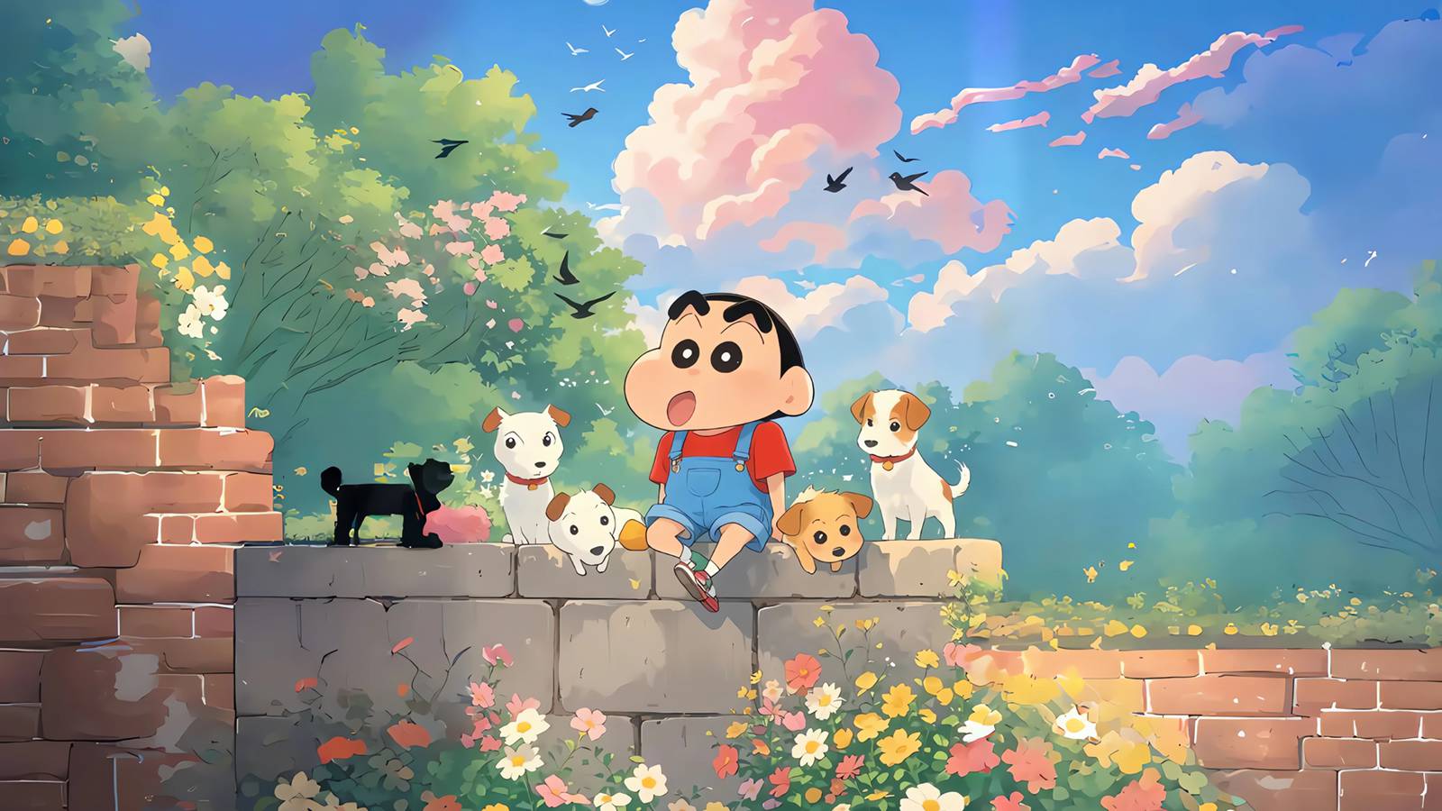 桌面壁纸 056 花园 树林 蜡笔小新 4K壁纸插图