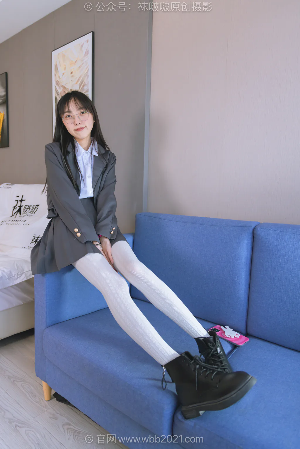 [BoBoSocks袜啵啵]NO.637 稚予-短靴、厚白丝、学苑风[140P/1V/5.69GB]插图2