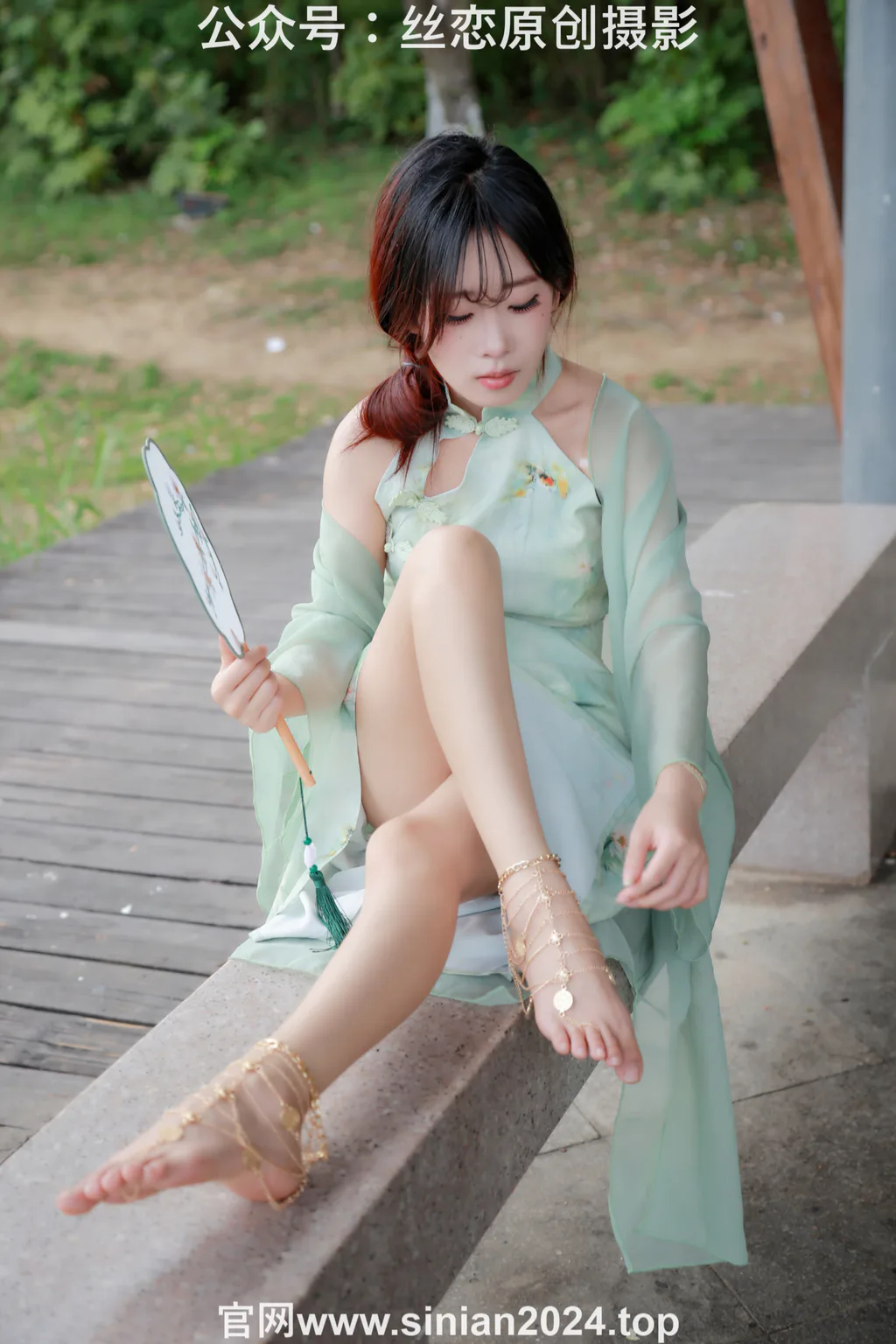 丝恋摄影 NO.040 小梦-古装汉服 白色绣花鞋 超薄肉丝 金色脚链[276P/1V/5.51GB]插图