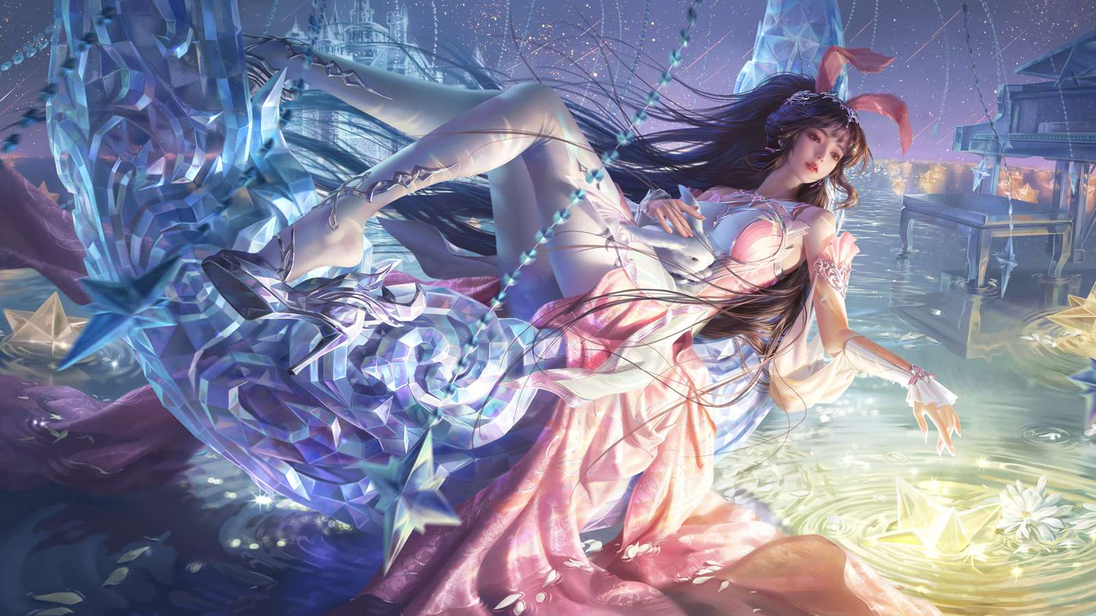 桌面壁纸 071 斗罗大陆 小舞同人 水晶月亮 星星 钢琴 4K高清 动漫壁纸插图