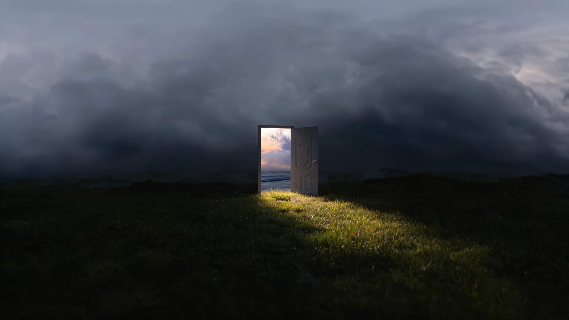 桌面壁纸 075 云 时空之门 光 绿草地 4K风景壁纸3840×2160插图