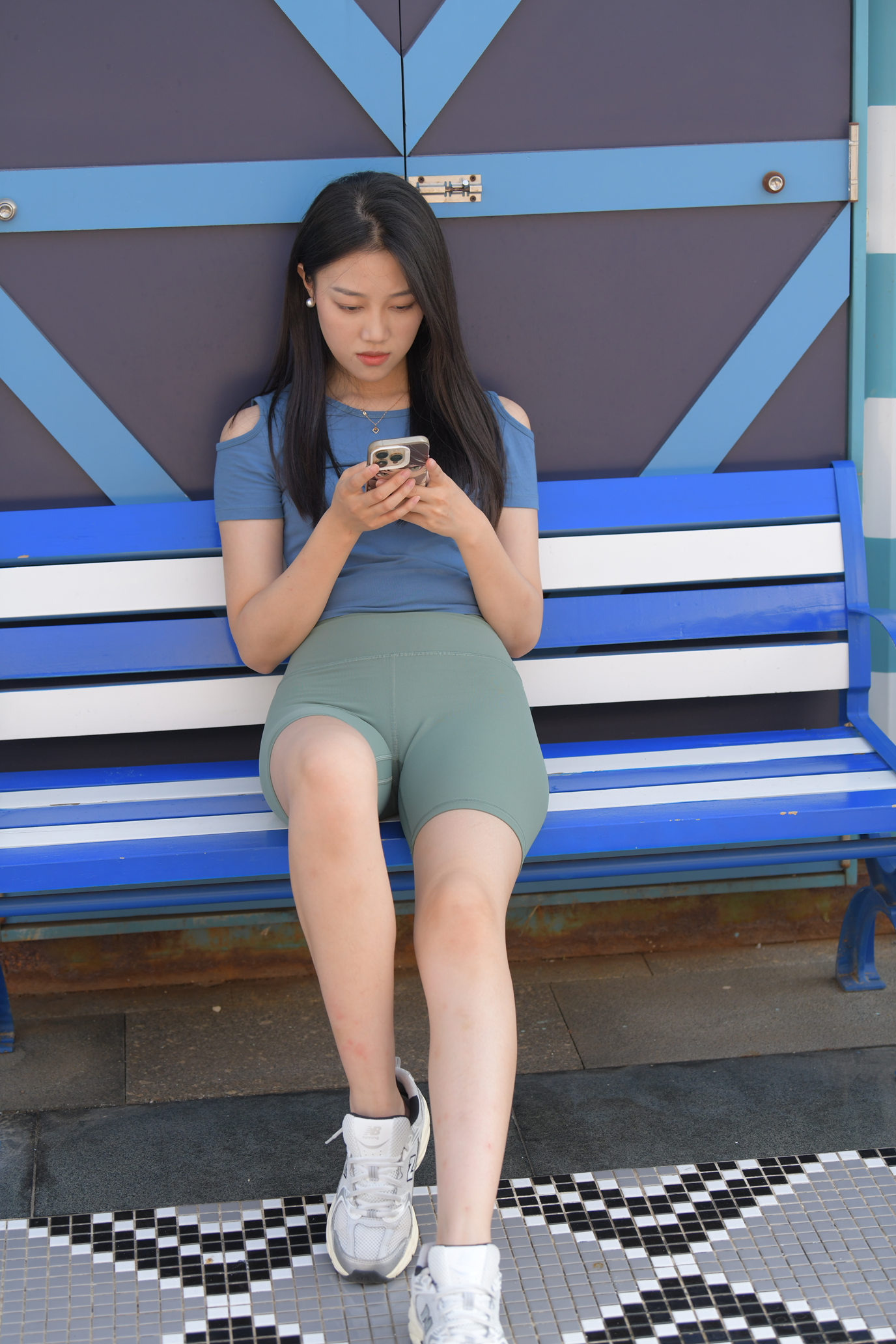 魔镜街拍原版绿色瑜伽短裤镁钕[402P/8.98G]插图4