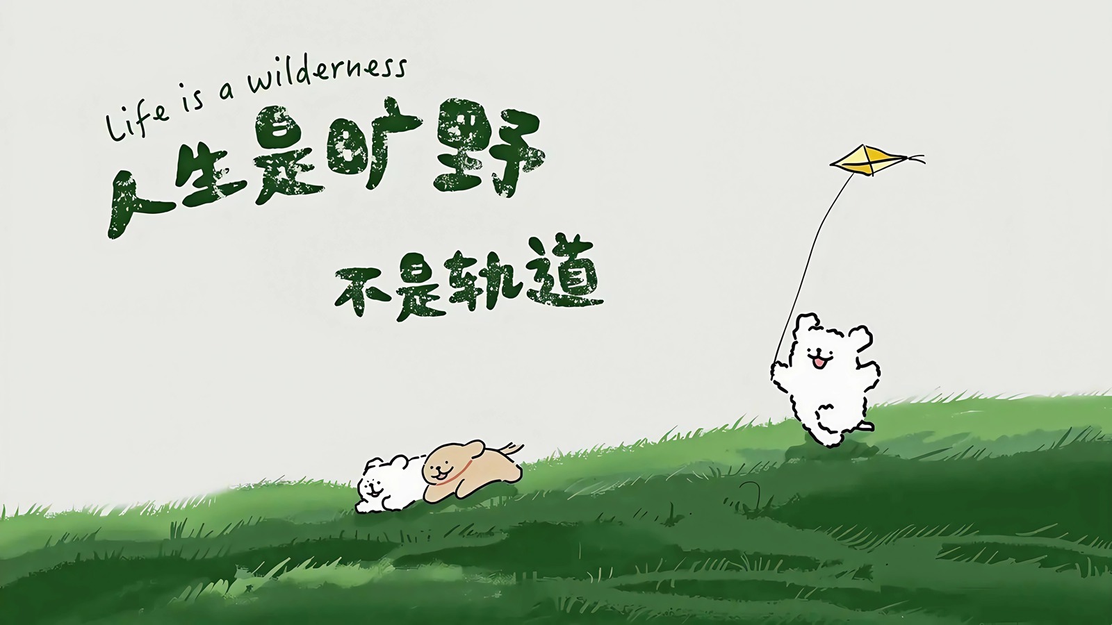 桌面壁纸 079 人生是旷野 不是轨道线条小狗4k壁纸插图