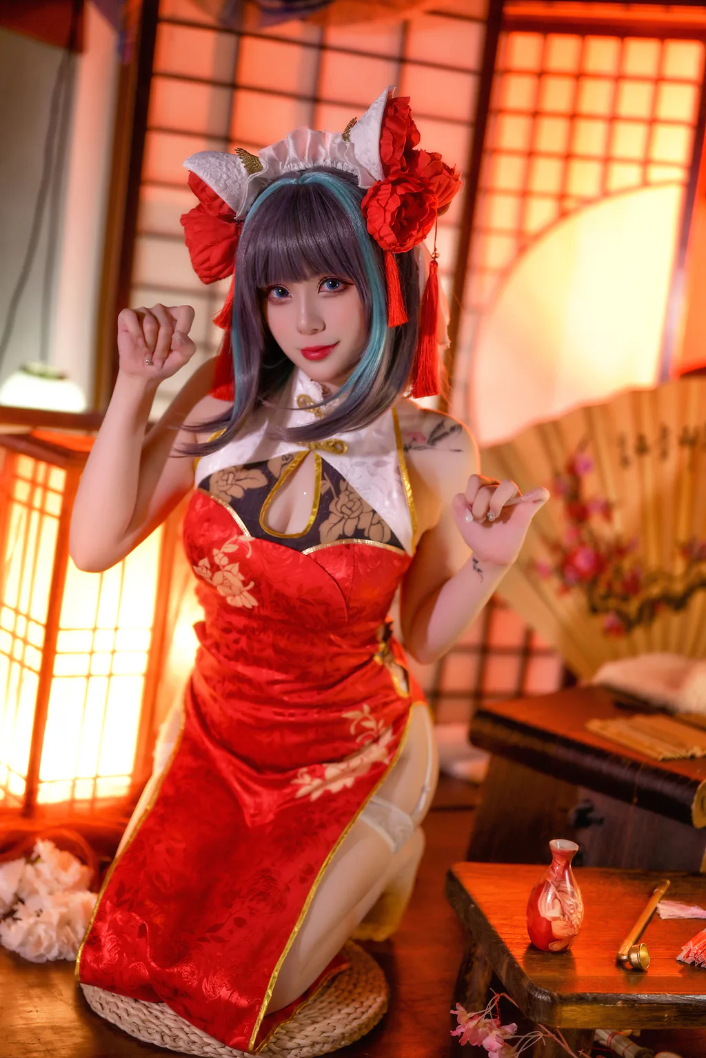 Zaya秋 – 碧蓝航线 柴郡 红旗袍[20P/176MB]插图
