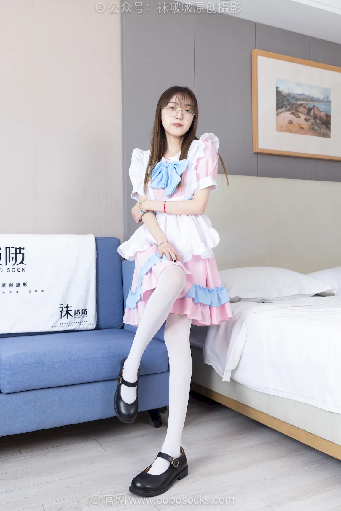 [BoBoSocks袜啵啵]NO.734 稚予-皮鞋、厚白丝、钕仆装、挑鞋[155P/1V/6.27GB]插图1