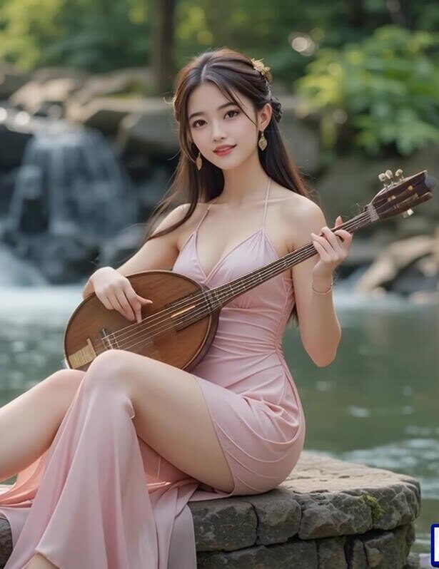 AI Video 035 Guzheng _ Guqin Relaxing Music – Gentle Melodies by the Waterfall[4K/1V/1.16GB]