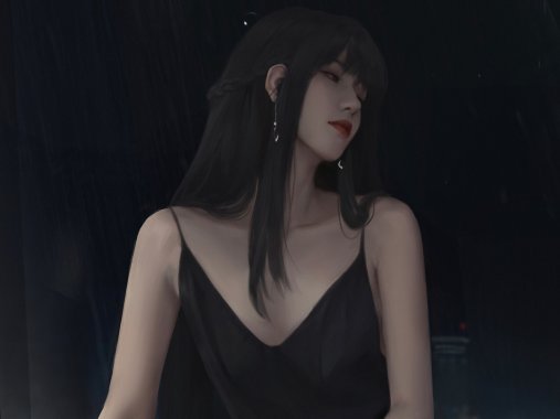 桌面壁纸 004 长发少女 黑色吊带裙 4k动漫镁钕壁纸3840×2160 