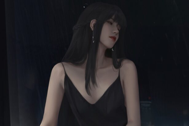 桌面壁纸 004 长发少女 黑色吊带裙 4k动漫镁钕壁纸3840×2160 