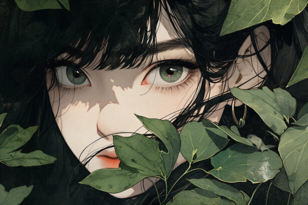 桌面壁纸 018 女孩 叶子 4k动漫壁纸