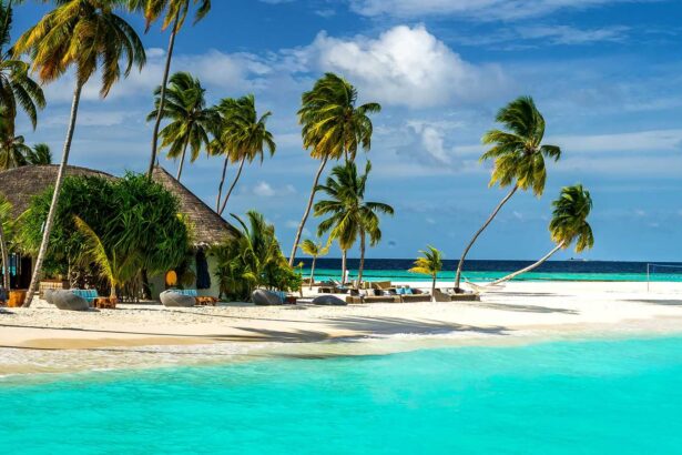 桌面壁纸 027 马尔代夫 海边i沙滩风景 5120×1440带鱼屏壁纸