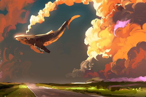 桌面壁纸 029 云中的鱼唯美创意灵感插画3440×1440带鱼屏壁纸 