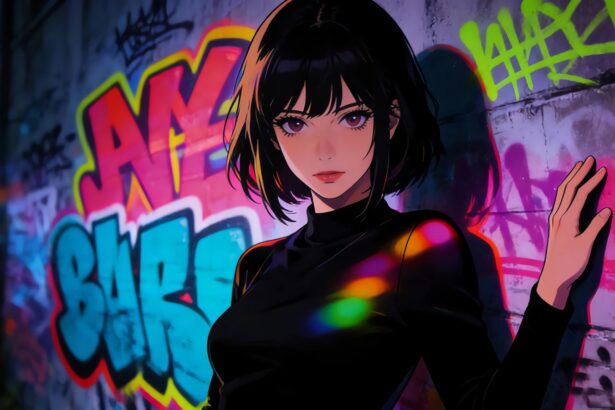 桌面壁纸 054 涂鸦墙 黑色衣服气质镁钕短发 4K动漫壁纸 3840×2160