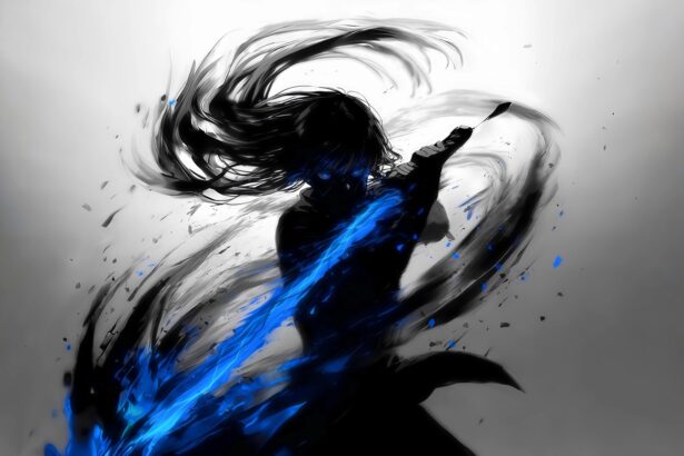 桌面壁纸 057 水墨剑客 蓝色剑 武侠 4K壁纸 3840×2160