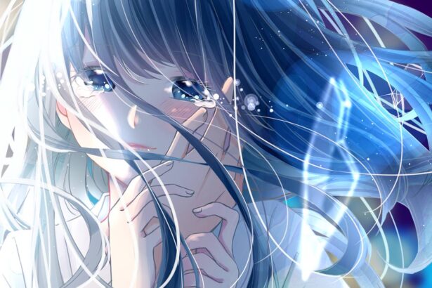 桌面壁纸 073 长发动漫女生眼泪手动漫带鱼屏壁纸