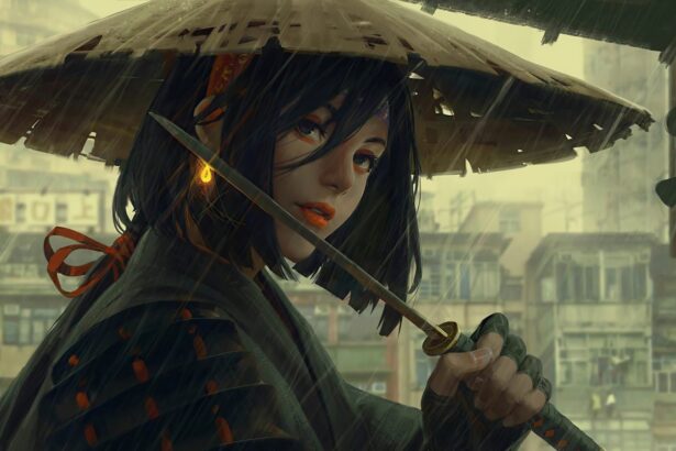 桌面壁纸 074 斗笠 女孩 耳坠 长剑 4K高清动漫壁纸