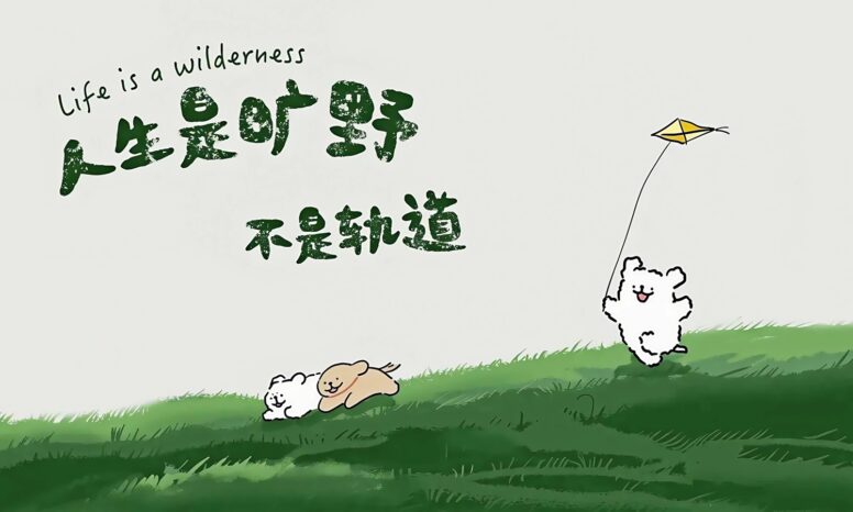 桌面壁纸 079 人生是旷野 不是轨道线条小狗4k壁纸